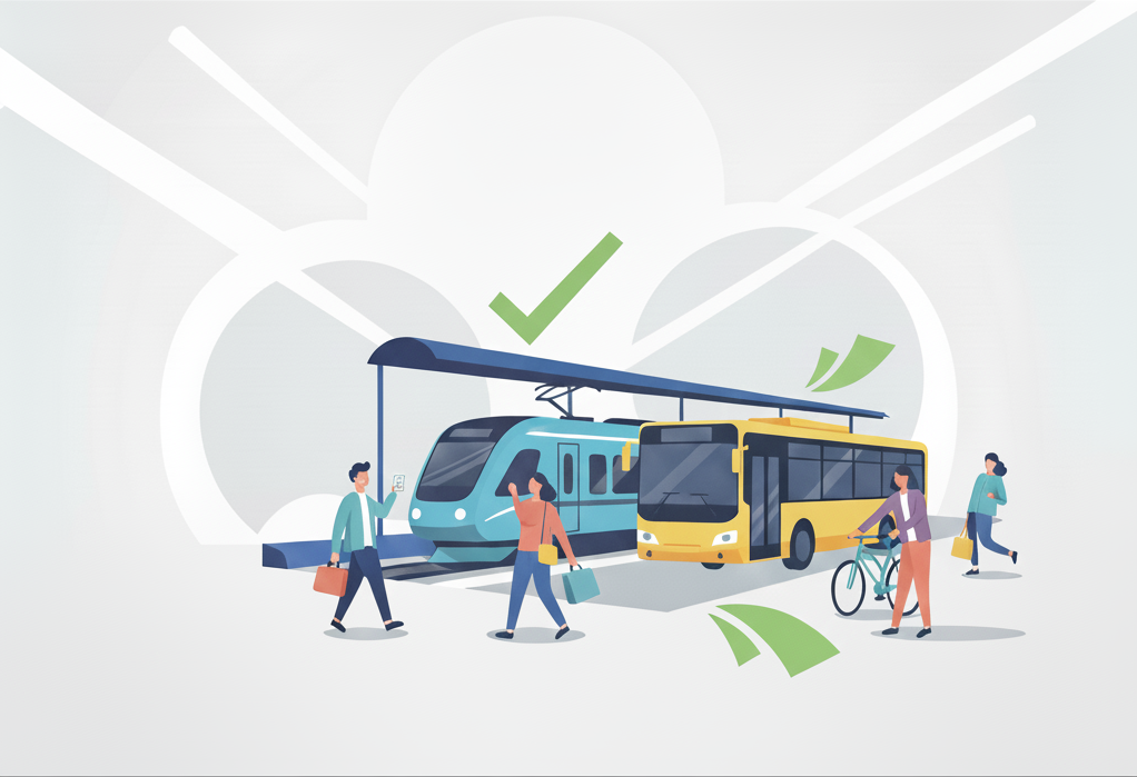 公共交通機関利用の推奨イラスト